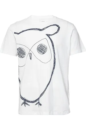 Knowledge Cotton Apparal Aop Owl Tee - Gots/Vegan White