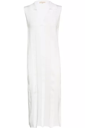 Esme Studios Esmae Sleeveless Polo Ankle Dress Knit White