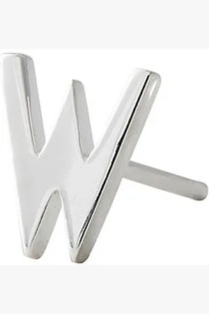 Design Letters Earring Studs Archetypes, Silver, A-Z Silver