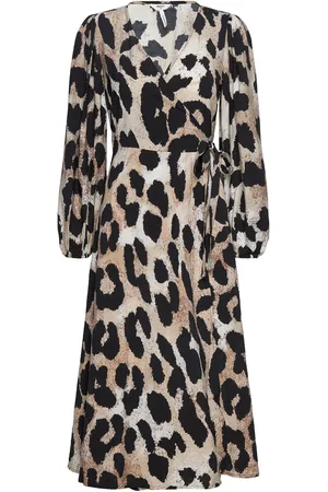 Object Objleonora L/S Wrap Midi Dress Noos Patterned