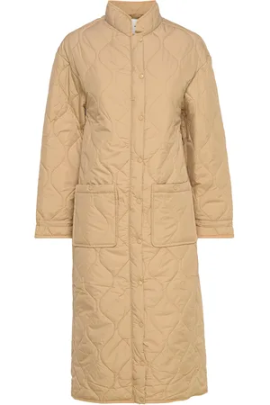 Object Objline Long Quilted Jacket Beige