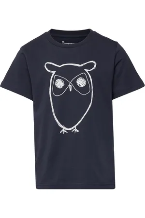 Knowledge Cotton Apparal Regular Big Owl T-Shirt - Gots/Vega Black