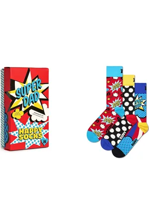 Happy Socks 3-Pack Super Dad Socks Gift Set Patterned