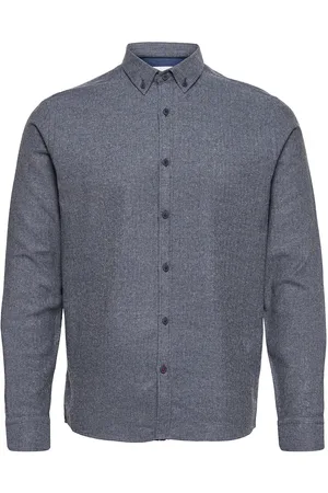 Kronstadt Johan Herringb Flannel Shirt Blue