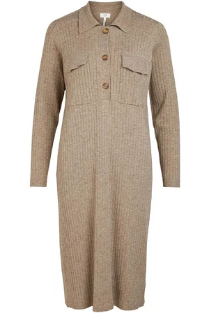 Object Objnoelle Polo Knit Dress Beige