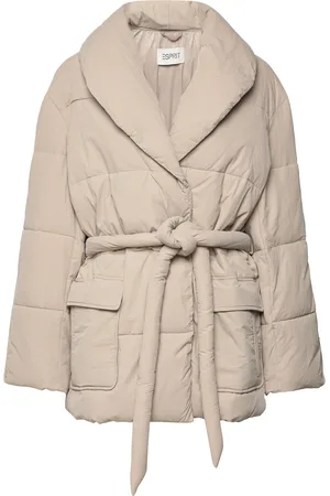 ESPRIT Quilted Puffer Jacket With Belt Beige