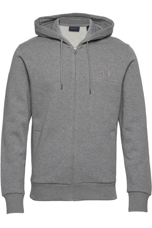 GANT Reg Tonal Shield Full Zip Hoodie Grey