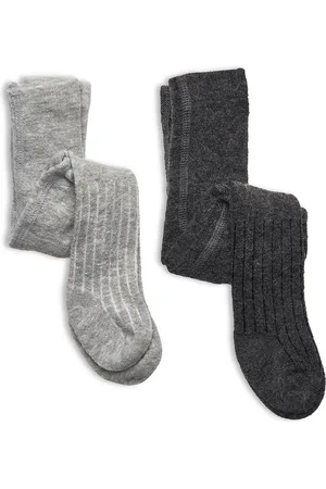 Minymo Wool Stocking - Rib 2-Pack Grey