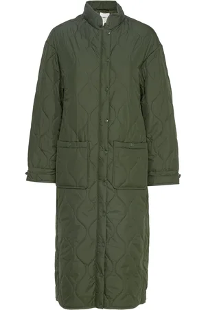 Object Objline Long Quilted Jacket Green