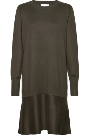 Norr Als Short Knit Dress Khaki