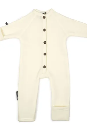 Smallstuff Jumpsuit, Merino Wool W. Buttons, Offwhite Beige