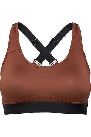 Stay in place Padded Crossback Bra Brown