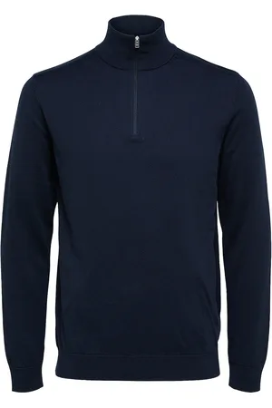 SELECTED Slhberg Half Zip Cardigan Noos Navy
