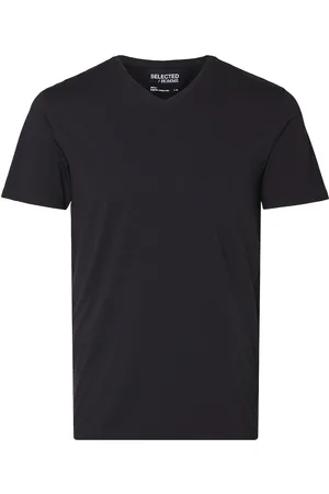 SELECTED Slhnewpima Ss V-Neck Tee Noos Black