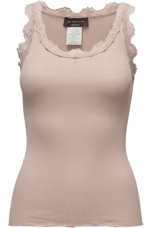 Rosemunde Rwbabette Silk Sl U-Neck Long Lace Pink