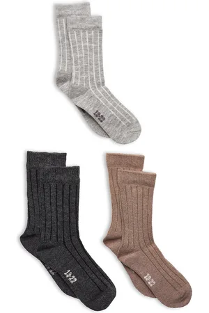 Minymo Wool Socks - Rib 3-Pack Grey