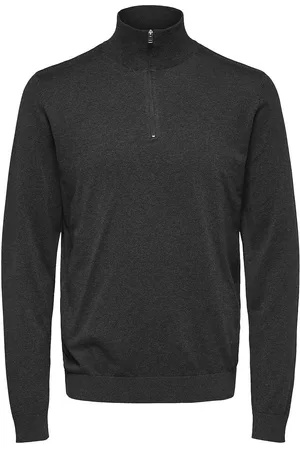 SELECTED Slhberg Half Zip Cardigan Noos Grey