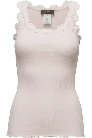 Rosemunde Rwbabette Silk Sl U-Neck Long Lace Pink