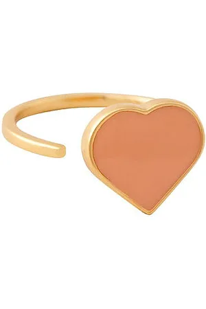 Design Letters Big Heart Enamel Ring Gold Pink
