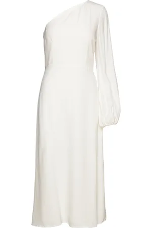 Ivy & Oak Long Midi Length 1-Shoulder Dress White