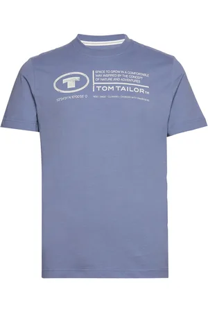TOM TAILOR Printed Crewneck T-Shirt Blue