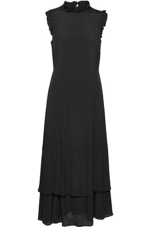 Ivy & Oak Midi Length Ruffle Dress Black