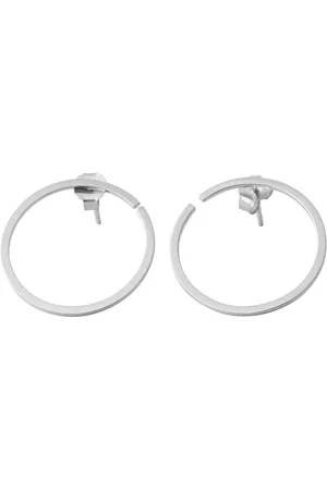 Design Letters Earring Hoops 24Mm Silver Silver