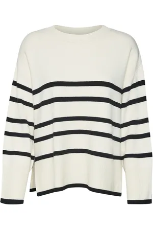 VERO MODA Vmsaba Ls O-Neck Stripe Pullover Ga Noos Cream