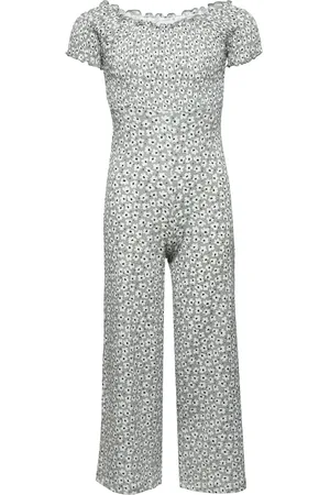 MANGO Floral Print Jumpsuit Green
