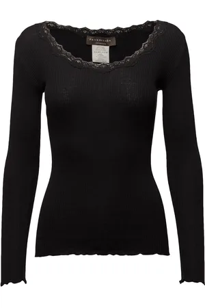 Rosemunde Rwbabette Ls U-Neck Lace T-Shirt Black