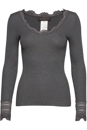 Rosemunde Rwbenita Ls O-Neck Lace T-Shirt Grey
