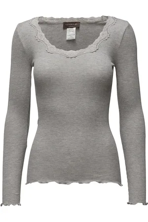 Rosemunde Rwbabette Ls U-Neck Lace T-Shirt Grey