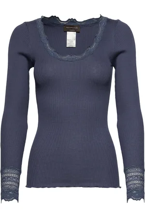Rosemunde Rwbenita Ls O-Neck Lace T-Shirt Blue