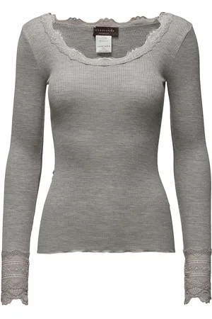 Rosemunde Rwbenita Ls O-Neck Lace T-Shirt Grey