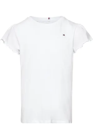 Tommy Hilfiger Essential Ruffle Sleeve Top Ss White