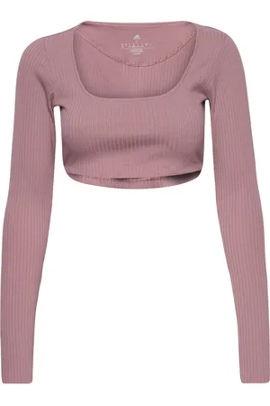 adidas Studio Lounge Ribbed Cropped Long-Sleeve Top Pink