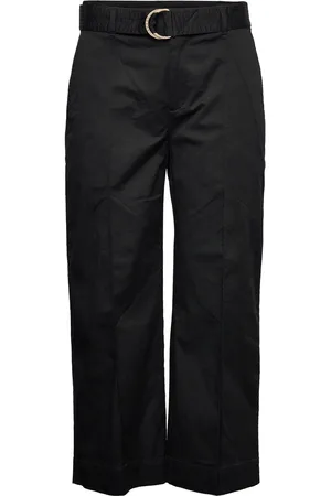 Ralph Lauren Micro-Sanded Twill Belted Wide-Leg Pant Black