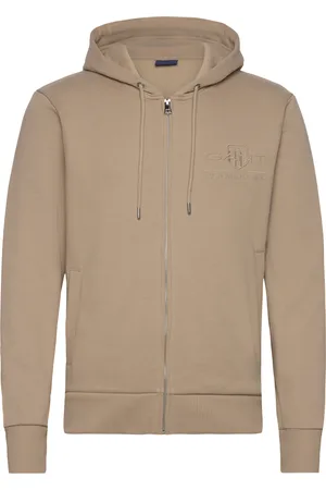 GANT Reg Tonal Shield Full Zip Hoodie Beige