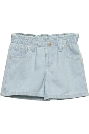 MANGO Paperbag Denim Shorts Blue