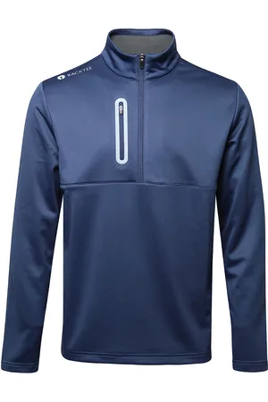 Backtee Mens Zipneck Shield Midlayer Navy