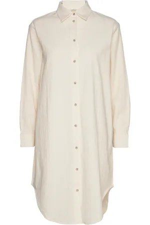 Basicapparel Vilde Loose Shirt Dress Gots Cream