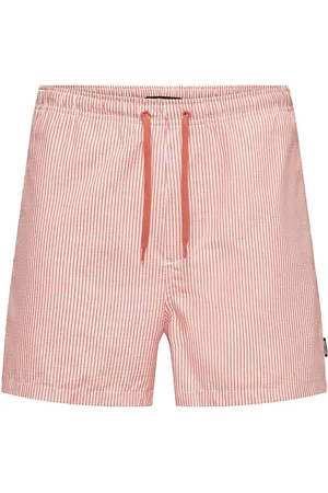 Only & Sons Onsted Stripe Seersucker Swim Noos Red