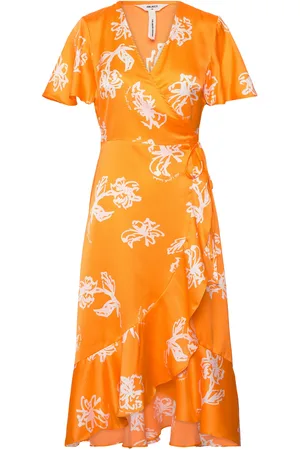 Object Objissy Papaya S/S Midi Wrap Dress 127 Orange