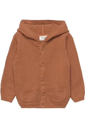 FIXONI Knit Cardigan Ls Brown