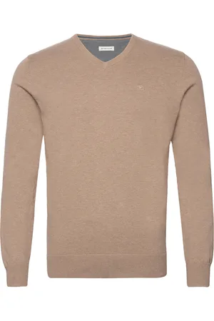 TOM TAILOR Basic V Neck Sweater Brown
