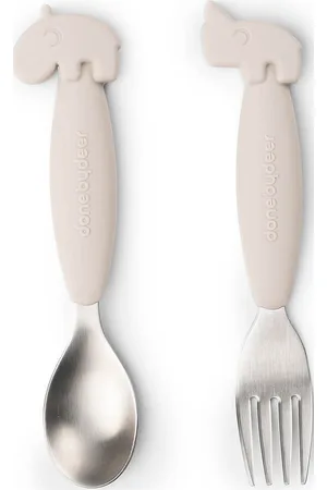 Done by Deer Easy-Grip Spoon And Fork Set Deer Friends Sand D By Deer Beige
