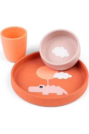 Done by Deer Silic Dinner Set Happy Clouds Papaya D By Deer Orange