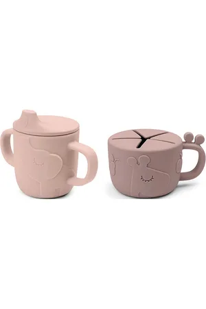 Done by Deer Peekaboo Spout/Snack Cup Set Deer Friends Powder D By Deer Pink