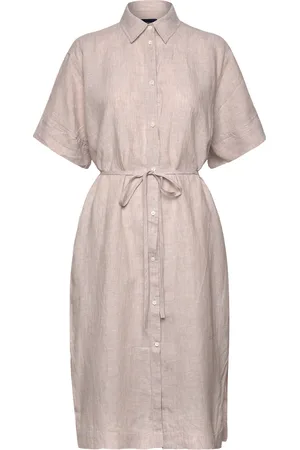 GANT Relaxed Ss Linen Shirt Dress Beige