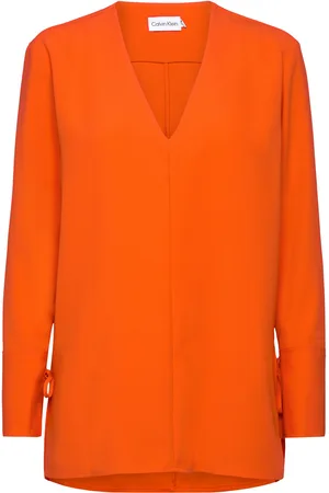 Calvin Klein Structure Twill Ls Tunic Top Orange